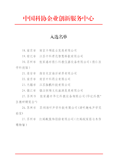 清聽聲學入選2026年園區(企業)“星火科技館”試點單位